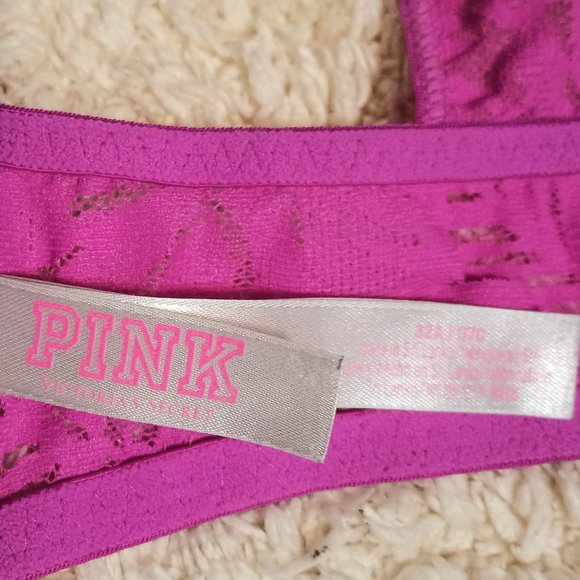 GUC ~ Victoria Secret PINK Lined & Padded Lacey Push-Up Bra (Size: 32A) - Picture 3 of 8